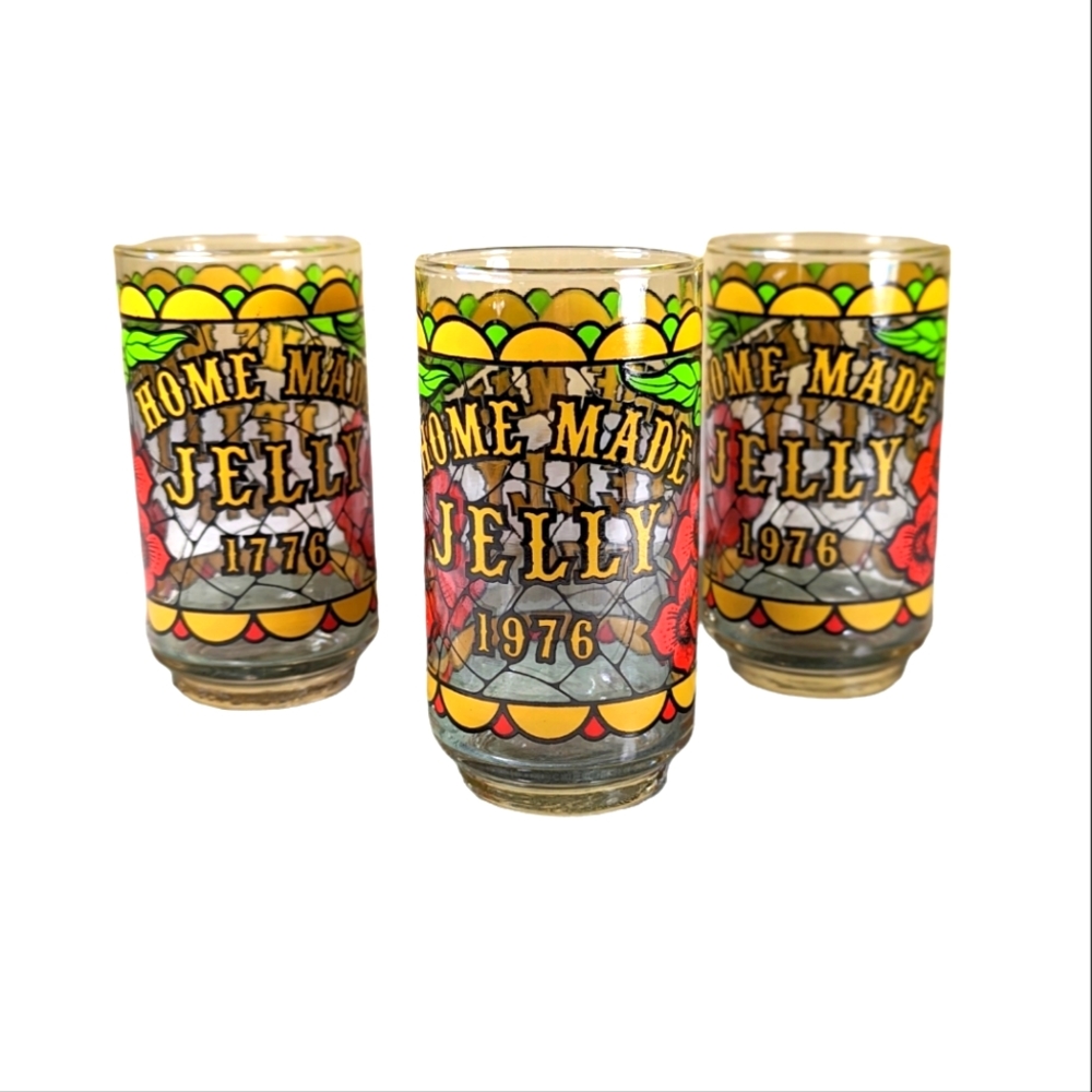 Libby Home Made Jelly 1976 Set Of 3 Drinking Tumblers Glasses Bicentennial